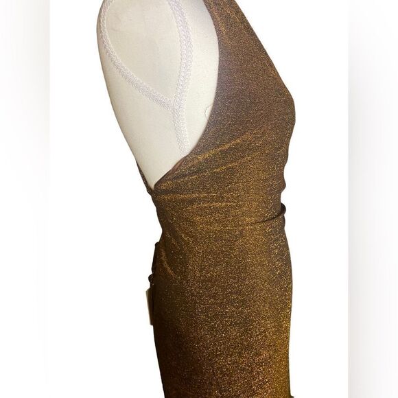 Misha Queenie Shimmer Halter Dress size Large Brown - Picture 12 of 13